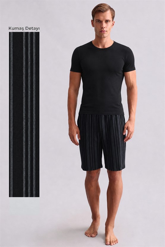 Mısırlı Erkek Bambu Pijama Şort Siyah