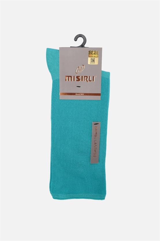 Erkek Bambu Tekli Diabetiker Lastiksiz Soket Çorap Mavi