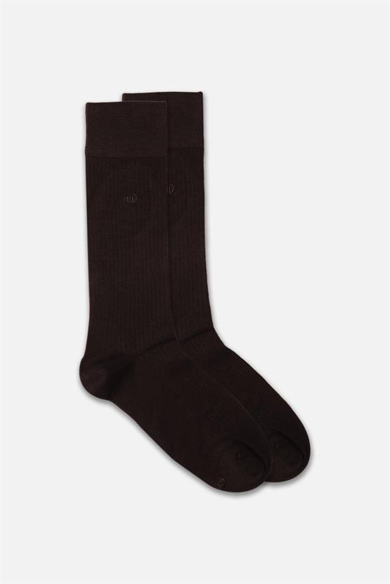 Mısırlı Erkek Bambu Tekli Soket Çorap Kahverengi