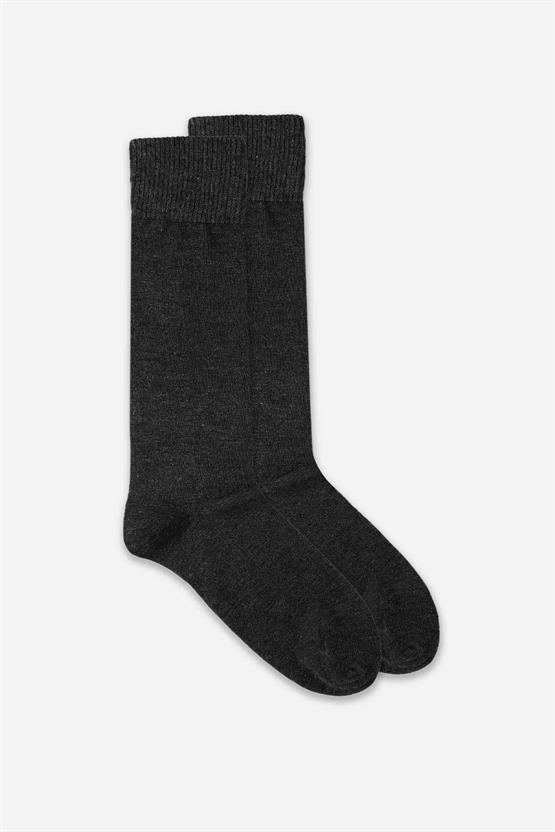 Mısırlı Erkek Bambu Tekli Uzun Konç Çorap Antrasit