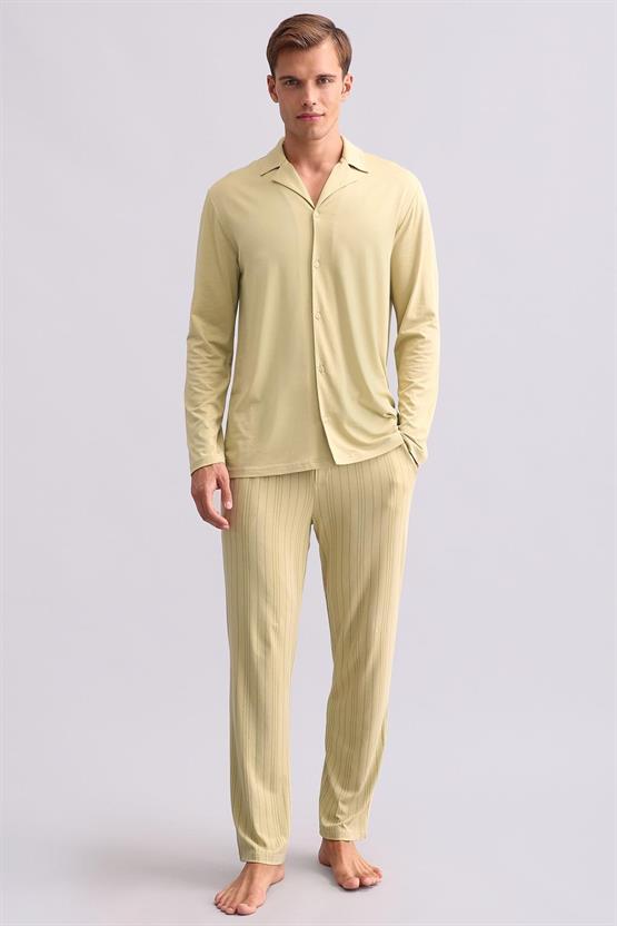 Mısırlı Erkek Bambu Uzun Kollu Gömlek Adaçayı Yeşili