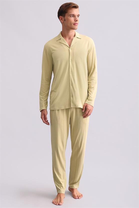 Mısırlı Erkek Bambu Uzun Kollu Gömlek Adaçayı Yeşili