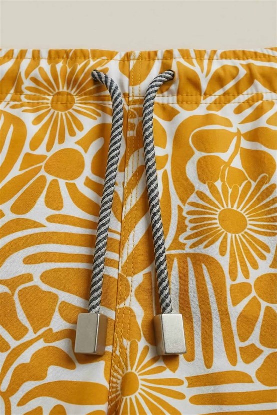 Mısırlı Erkek Desenli Deniz Şort Hardal