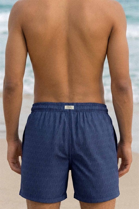 Mısırlı Erkek Desenli Deniz Şort Lacivert