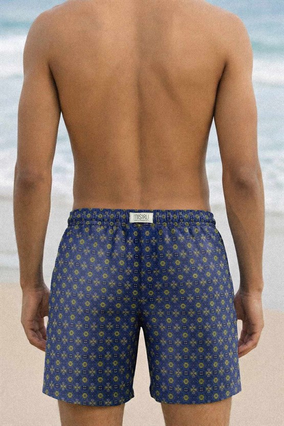 Mısırlı Erkek Desenli Deniz Şort Lacivert