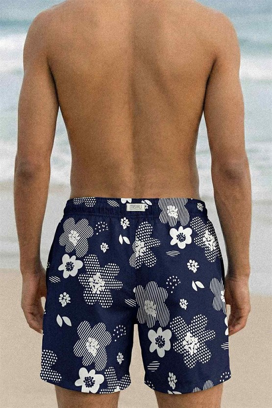 Mısırlı Erkek Desenli Deniz Şort Marin