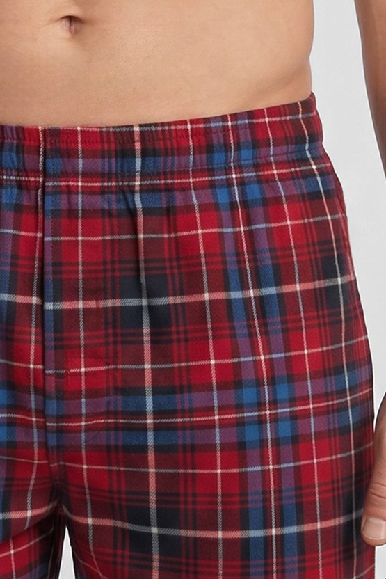 Mısırlı Erkek Ekoseli Kısa Short Pijama Kırmızı