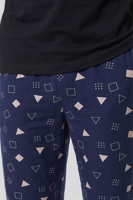 Mısırlı Erkek Geometrik Desen Alt Pijama Lacivert