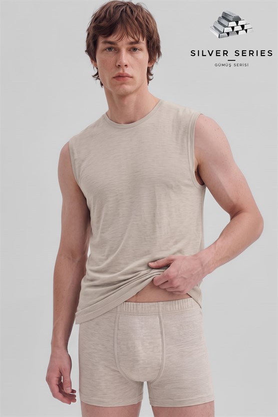 Mısırlı Erkek Gümüş Kısa Boxer Gri Melanj