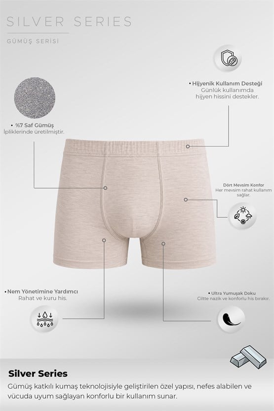Mısırlı Erkek Gümüş Kısa Boxer Gri Melanj