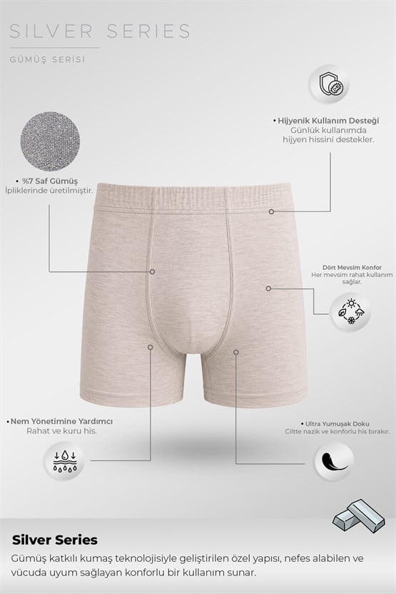 Mısırlı Erkek Gümüş Uzun Boxer Gri Melanj