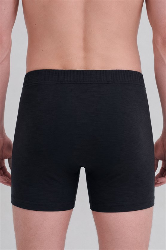 Mısırlı Erkek Gümüş Uzun Boxer Siyah