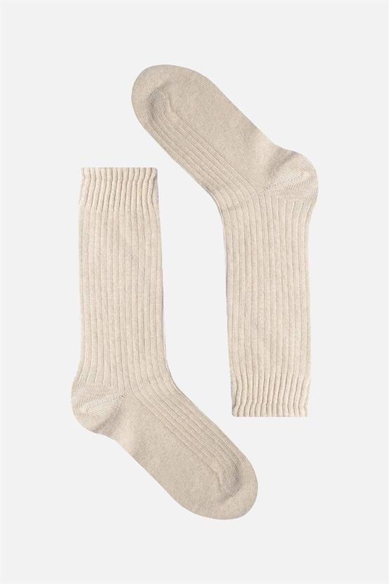 Mısırlı Erkek Kaşmir Tekli Soket Çorap Bej