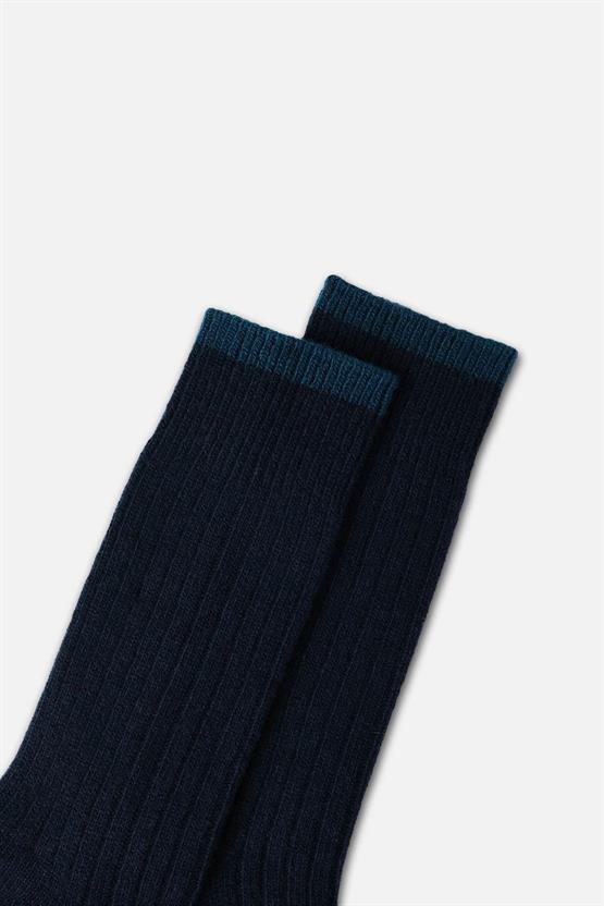 Mısırlı Erkek Kuzu Yünü (Lambswool) Tekli Soket Çorap Lacivert