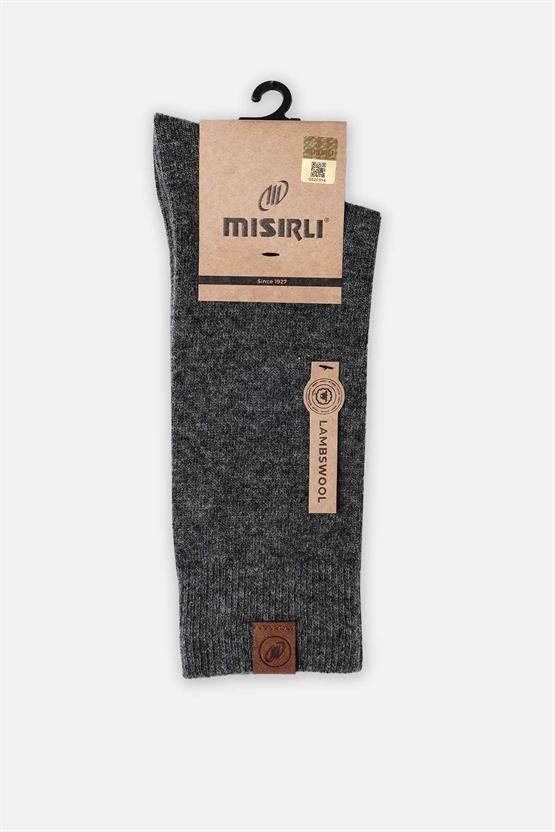 Mısırlı Erkek Kuzu Yünü (Lambswool) Tekli Soket Çorap Füme