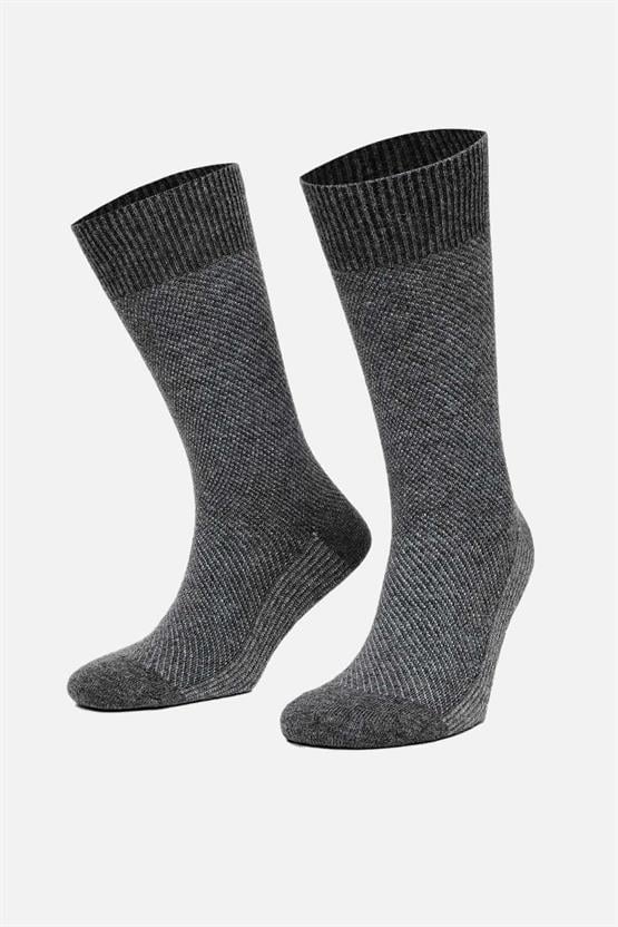 Mısırlı Erkek Kuzu Yünü (Lambswool) Tekli Soket Çorap Füme