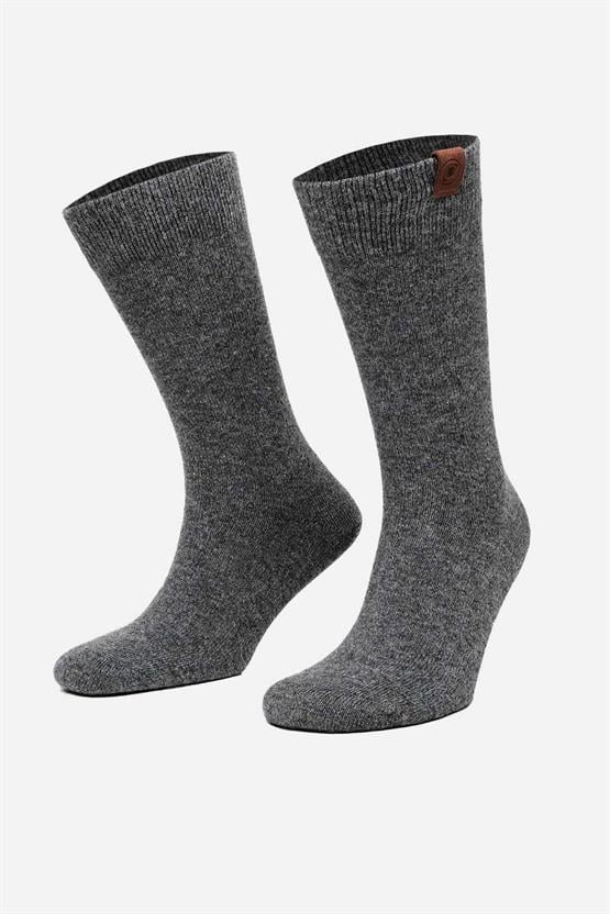 Mısırlı Erkek Kuzu Yünü (Lambswool) Tekli Soket Çorap Füme