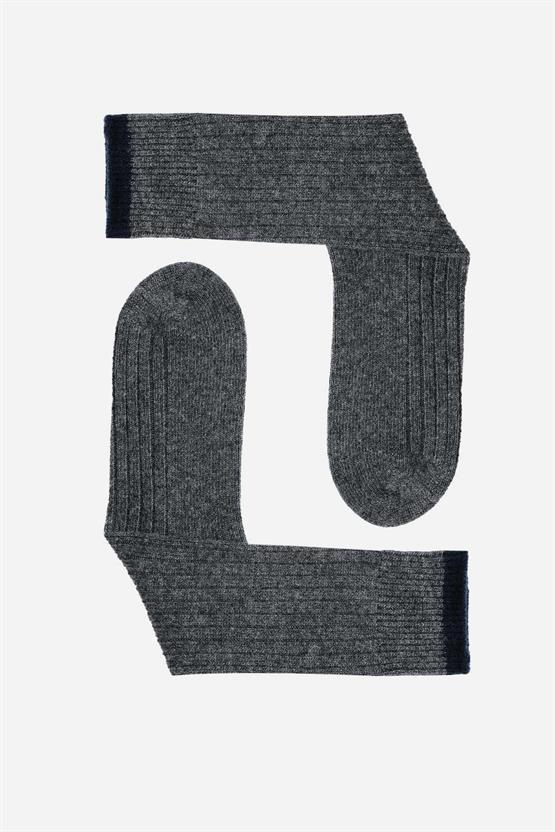 Mısırlı Erkek Kuzu Yünü (Lambswool) Tekli Soket Çorap Füme