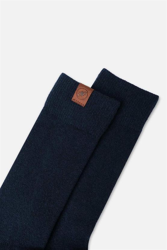 Mısırlı Erkek Kuzu Yünü (Lambswool) Tekli Soket Çorap Lacivert