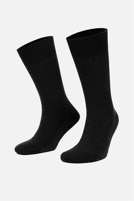 Mısırlı Erkek Kuzu Yünü (Lambswool) Tekli Soket Çorap Siyah