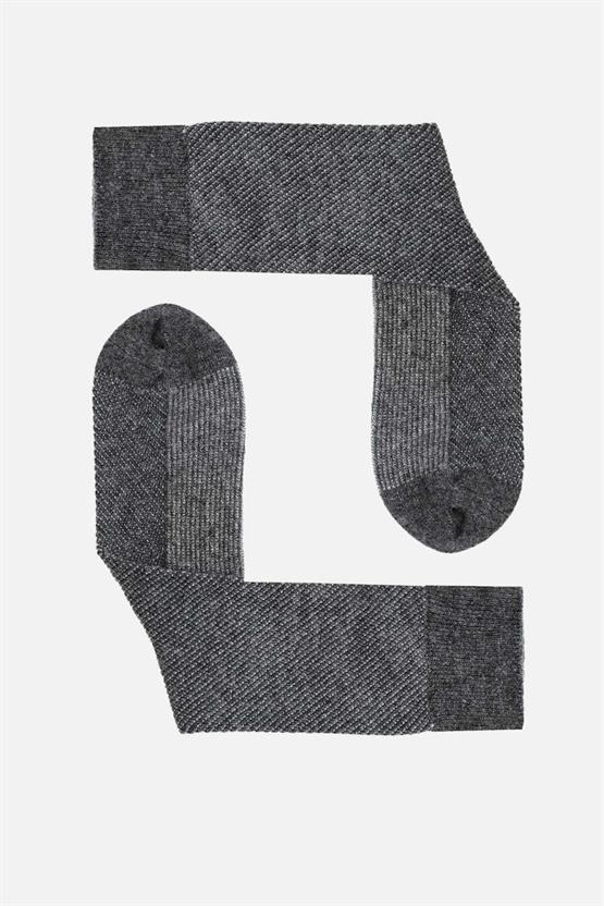 Mısırlı Erkek Kuzu Yünü (Lambswool) Tekli Soket Çorap Füme