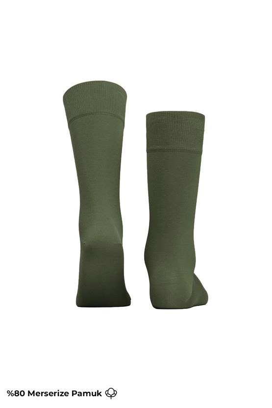 Mısırlı Erkek Merserize Ergonomik Soket Çorap Likralı Haki