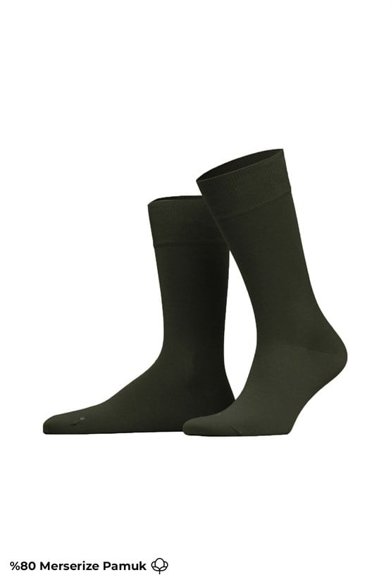 Mısırlı Erkek Merserize Ergonomik Soket Çorap Likralı Koyu Haki