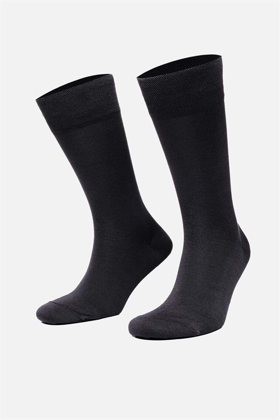Mısırlı Erkek Merserize Tekli Uzun Çorap Antrasit