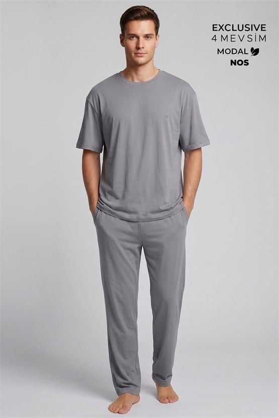 Mısırlı Erkek Modal Karışımlı Pijama Takım Gri