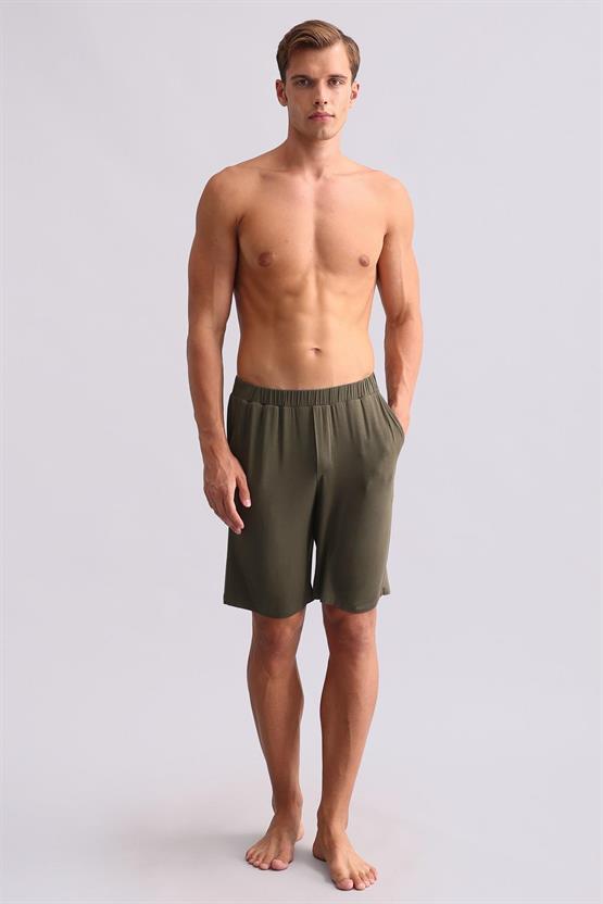 Erkek Modal Şort Pijama Haki