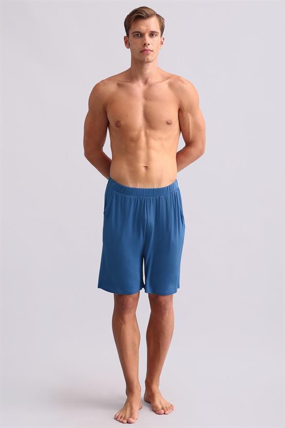 Erkek Modal Şort Pijama Koyu Lacivert