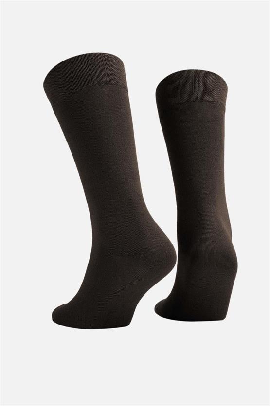 Mısırlı Erkek Modal Tekli Soket Çorap Kahverengi