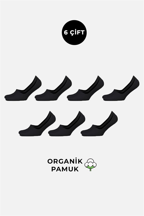 Mısırlı Erkek Organik Pamuklu 6 Çift Babet Çorap Siyah