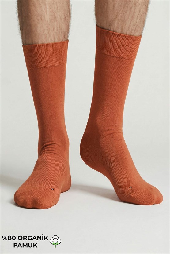 Mısırlı Erkek Organik Pamuklu Soket Çorap Pas Kırmızı