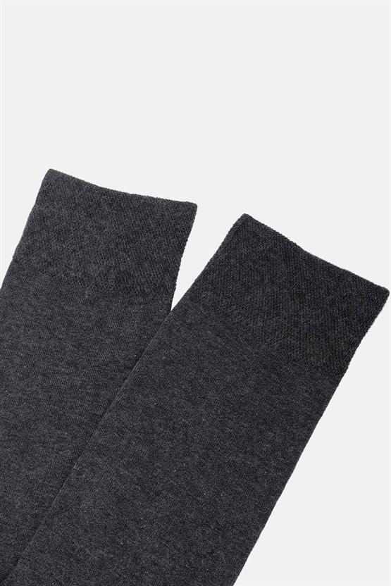 Mısırlı Erkek Organik Pamuklu Tekli Soket Çorap Gri