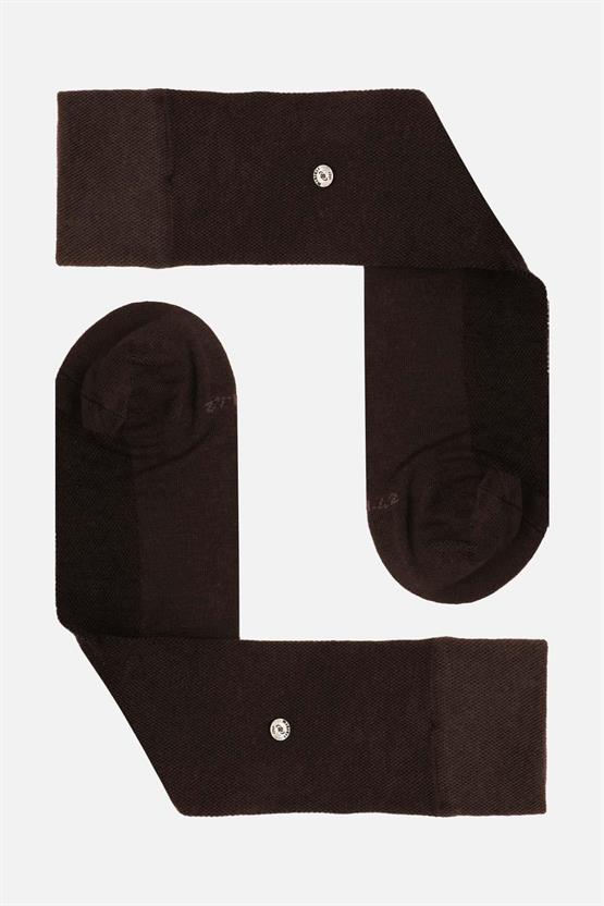 Mısırlı Erkek Organik Pamuklu Tekli Soket Çorap Kahverengi