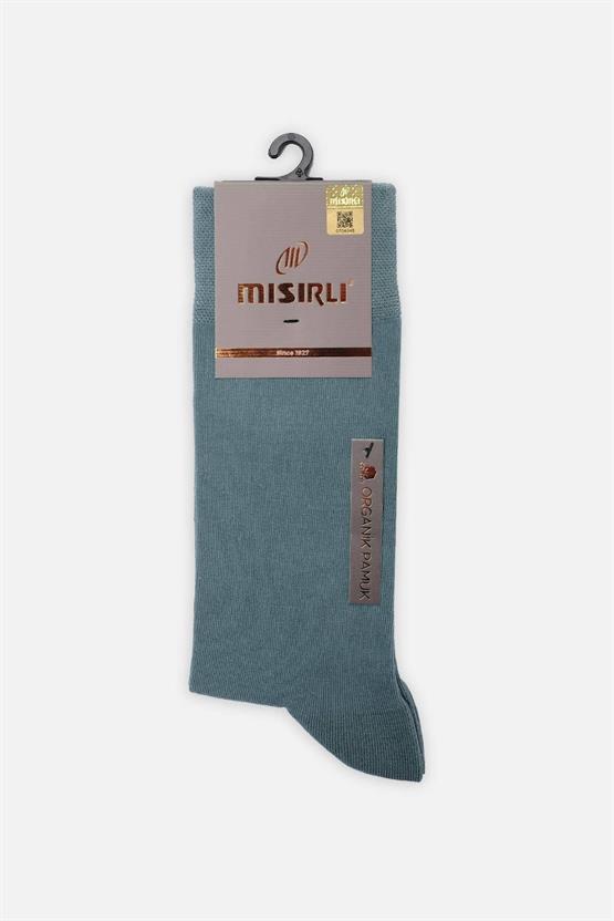 Mısırlı Erkek Organik Pamuklu Tekli Soket Çorap Pastel Mavi