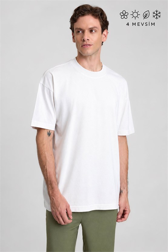 Mısırlı Erkek Oversize T-shirt Beyaz