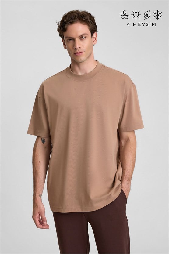 Mısırlı Erkek Oversize T-shirt Koyu Kahverengi
