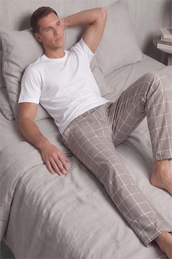 Mısırlı Erkek Pamuk İnce Ekoseli Alt  Pijama Antrasit