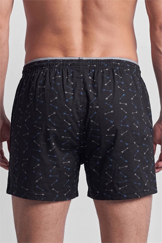 Mısırlı Erkek Pamuk Artemis Relax Fit Boxer Ok Desenli/Siyah