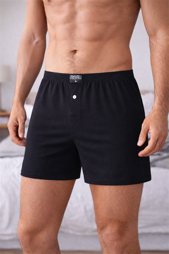 Mısırlı Erkek Pamuklu Ares Şort  Boxer Siyah