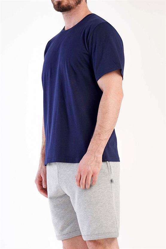 Mısırlı Erkek Pamuklu Kısa Kol Şort Pijama Takımı Lacivert
