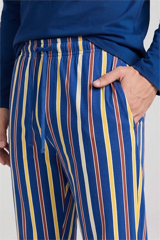 Mısırlı Erkek Pamuklu V Yaka Pijama Takım Saks