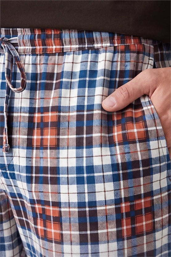 Mısırlı Erkek Pamuklu V Yaka Pijama Takım Kahverengi
