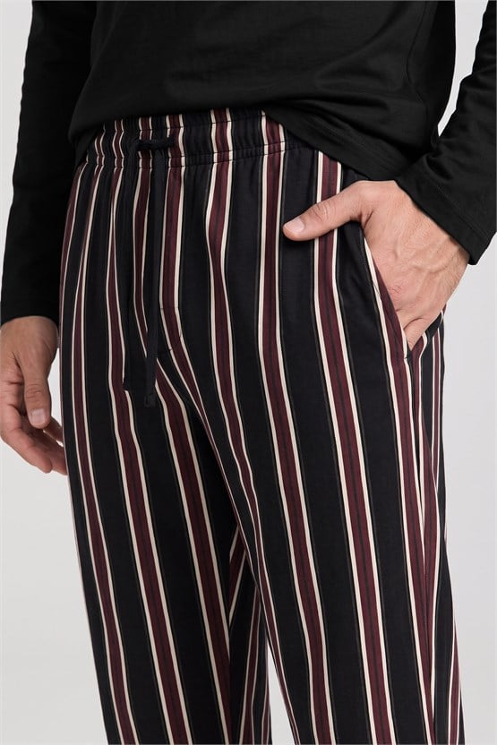 Mısırlı Erkek Pamuklu V Yaka Pijama Takım Siyah
