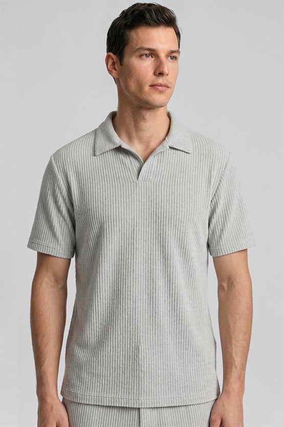 Mısırlı Erkek Polo Yaka T-shirt Gri