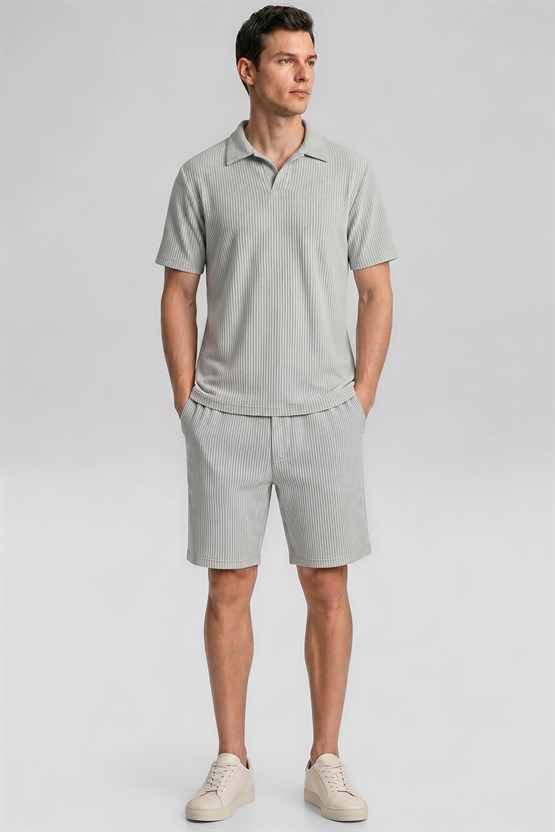 Mısırlı Erkek Polo Yaka T-shirt Gri