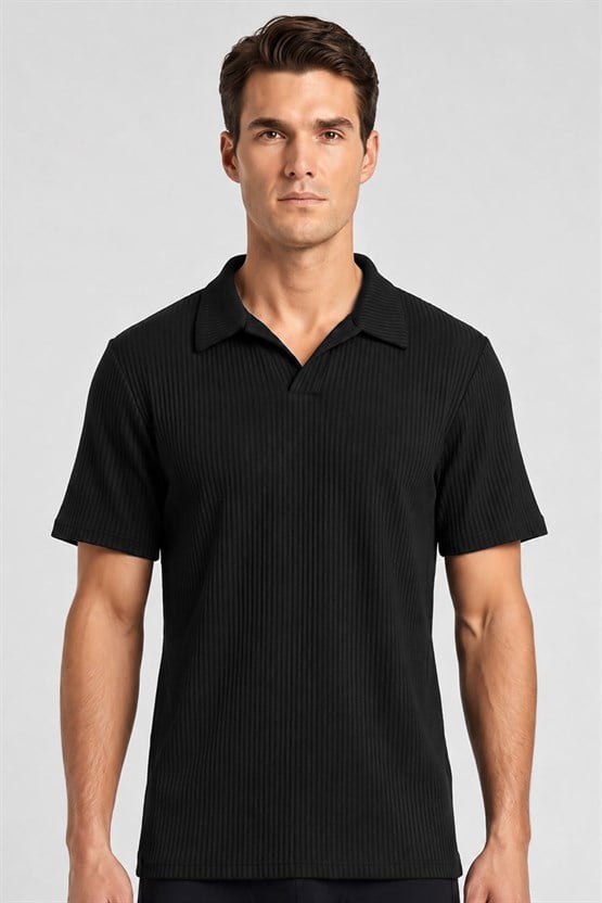 Mısırlı Erkek Polo Yaka T-shirt Siyah