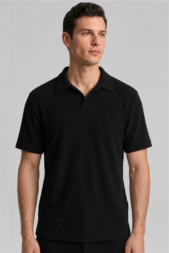 Mısırlı Erkek Polo Yaka T-shirt Siyah